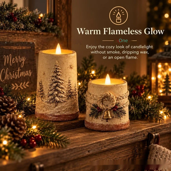 Vintage country Christmas candle holders styled with pine and berries