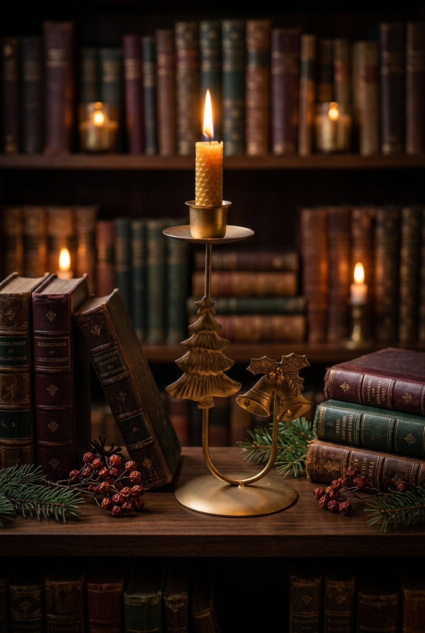 Wrought iron Christmas candlestick in Elk Angel, Bow Angel and Tree Bell styles