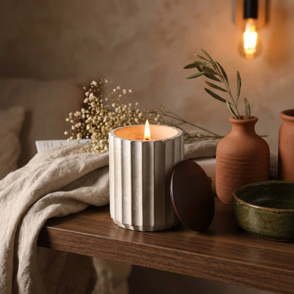 Vanilla lavender jar candle with wooden lid