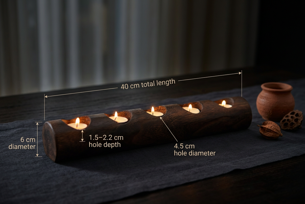 Wood log tea light holder dimensions