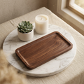 Dark walnut catchall tray on a nightstand