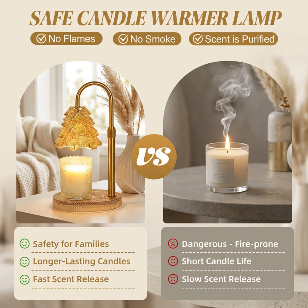 Candle warmer lamp compared with burning a candle