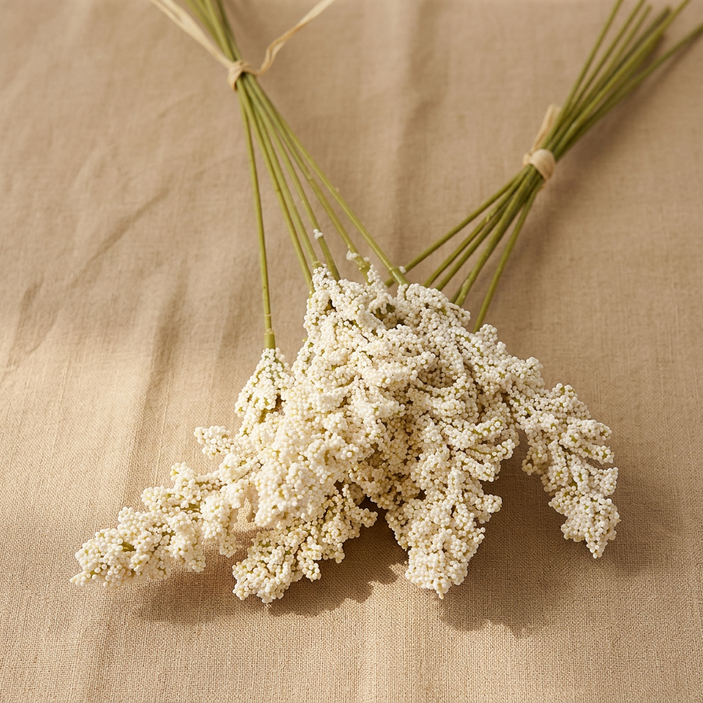Off white faux wildflower bouquet on linen